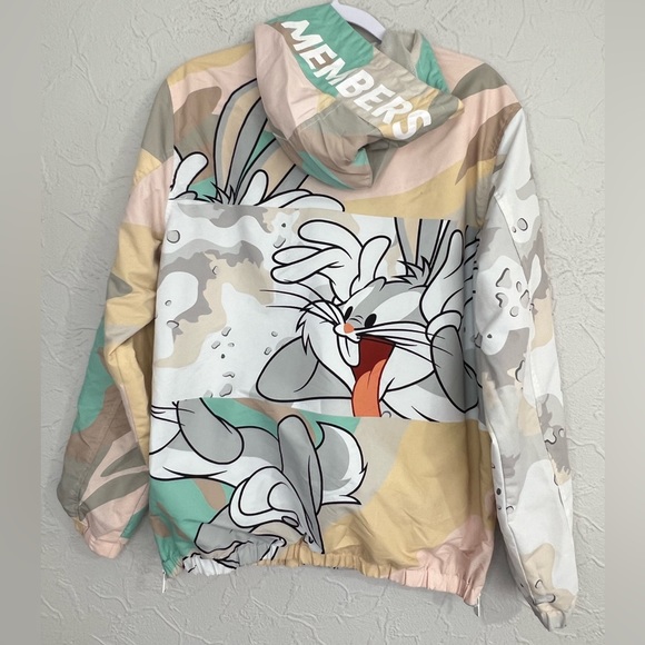 Mens Members Only Looney Tunes Bugs Bunny Windbreaker Jacket Camouflage Size M - Picture 6 of 6